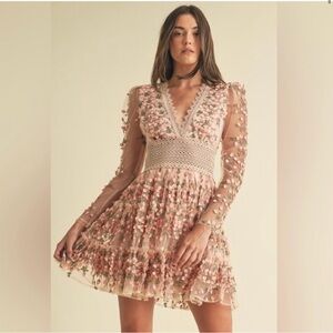 Floral Embroidered Pink Dress